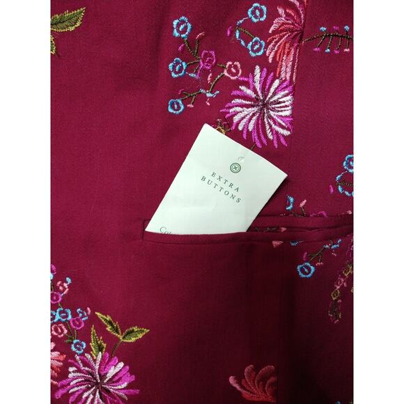 Coldwater Creek Women's Red Floral Embroidered Blazer Jacket XS - Picture 7 of 8